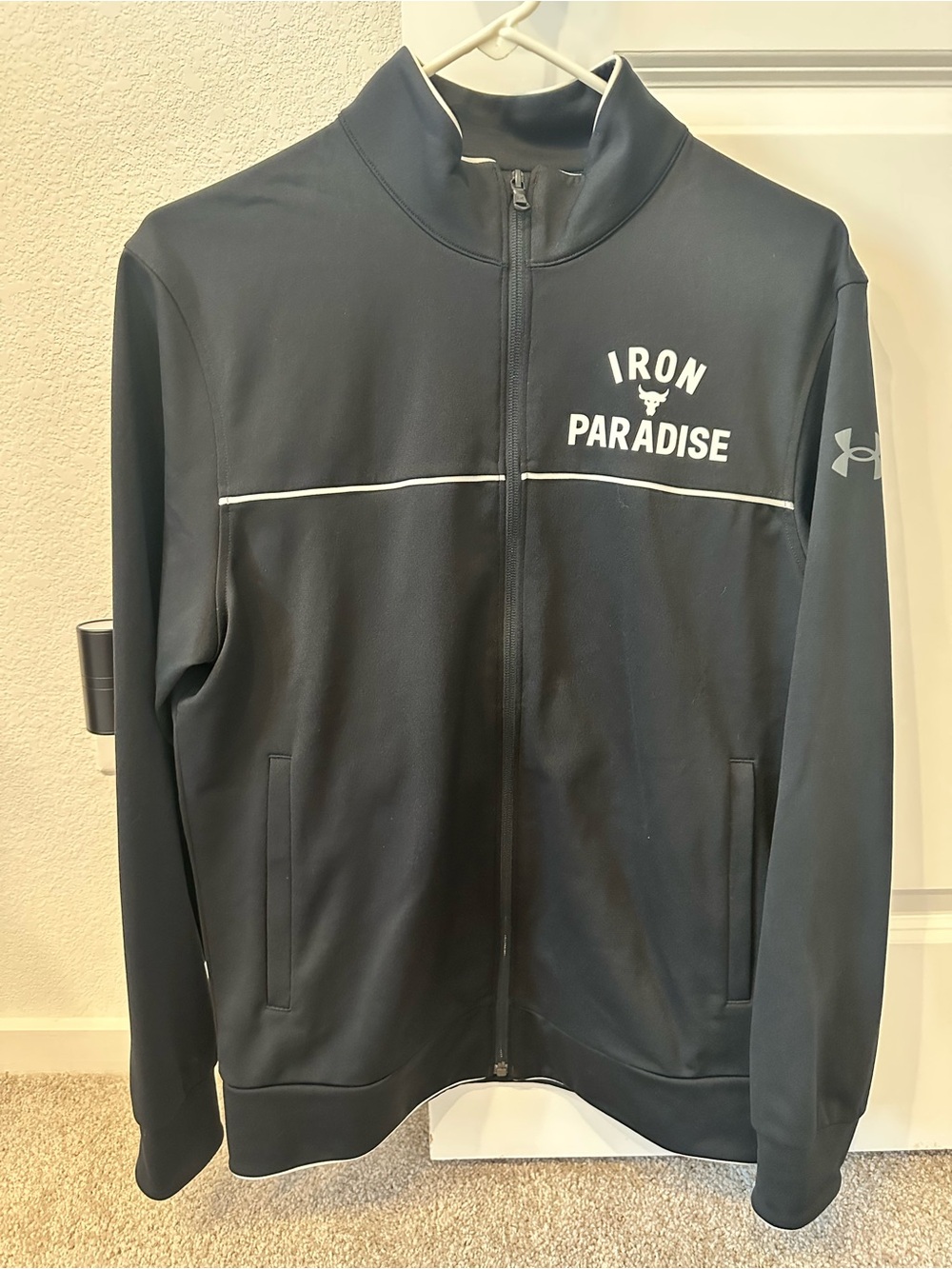 Under Armour Black Iron Paradise Full-Zip Performance Jacket with White Trim